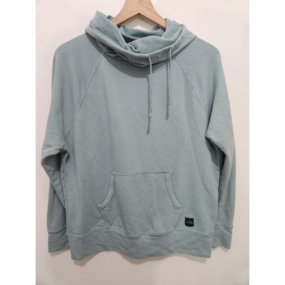 The North Face Womens Cowl Neck Hoodie Sage Green Pullover Sweatshirt Medium